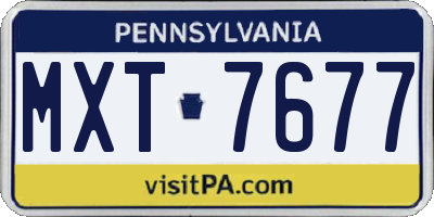 PA license plate MXT7677