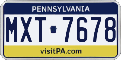 PA license plate MXT7678