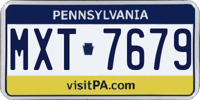 PA license plate MXT7679
