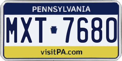 PA license plate MXT7680