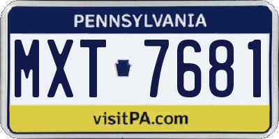 PA license plate MXT7681