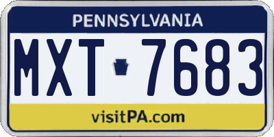 PA license plate MXT7683