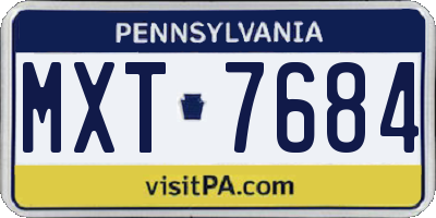 PA license plate MXT7684