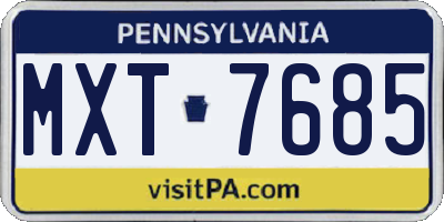 PA license plate MXT7685