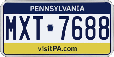 PA license plate MXT7688