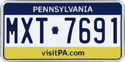 PA license plate MXT7691