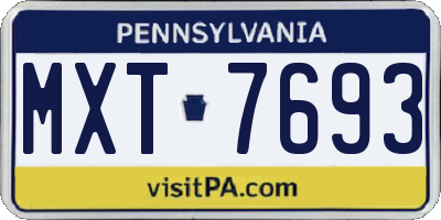 PA license plate MXT7693