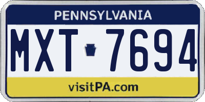 PA license plate MXT7694
