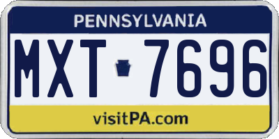 PA license plate MXT7696