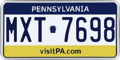 PA license plate MXT7698