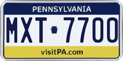 PA license plate MXT7700