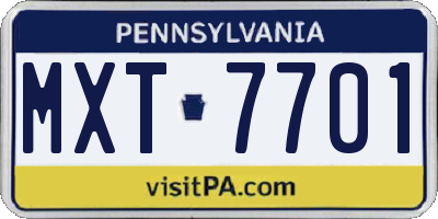 PA license plate MXT7701