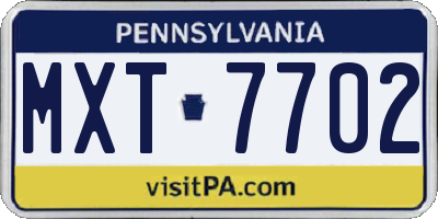 PA license plate MXT7702