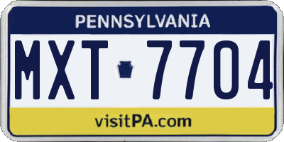 PA license plate MXT7704