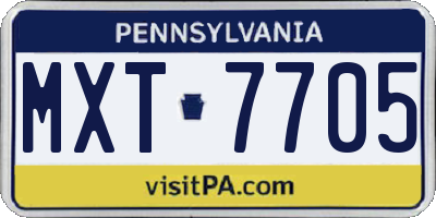 PA license plate MXT7705