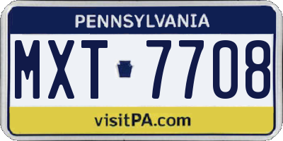 PA license plate MXT7708