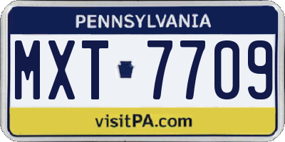 PA license plate MXT7709