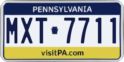 PA license plate MXT7711
