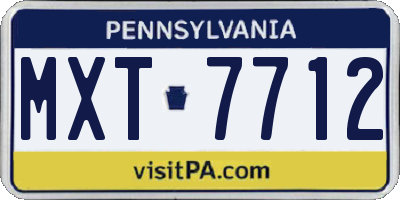 PA license plate MXT7712