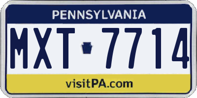 PA license plate MXT7714