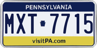 PA license plate MXT7715