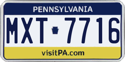 PA license plate MXT7716