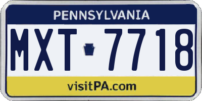 PA license plate MXT7718