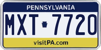 PA license plate MXT7720