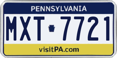 PA license plate MXT7721