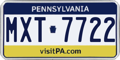 PA license plate MXT7722