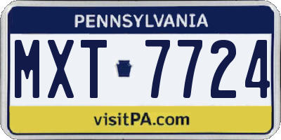 PA license plate MXT7724