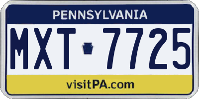 PA license plate MXT7725