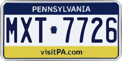 PA license plate MXT7726