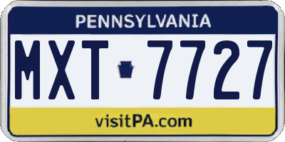 PA license plate MXT7727