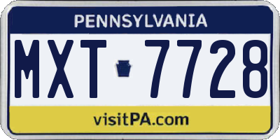 PA license plate MXT7728