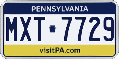 PA license plate MXT7729