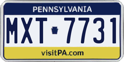 PA license plate MXT7731