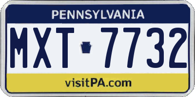 PA license plate MXT7732