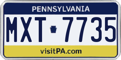 PA license plate MXT7735