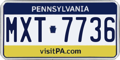 PA license plate MXT7736