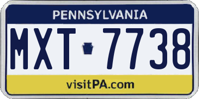 PA license plate MXT7738