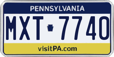 PA license plate MXT7740