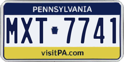 PA license plate MXT7741