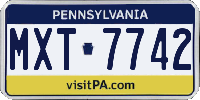 PA license plate MXT7742