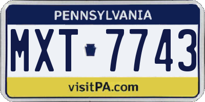 PA license plate MXT7743