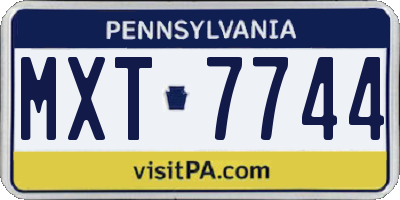 PA license plate MXT7744