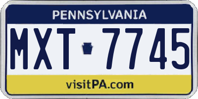 PA license plate MXT7745