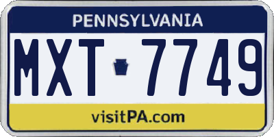 PA license plate MXT7749