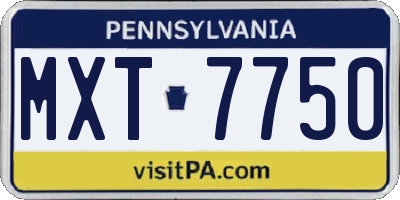 PA license plate MXT7750