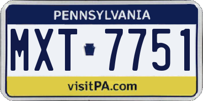 PA license plate MXT7751